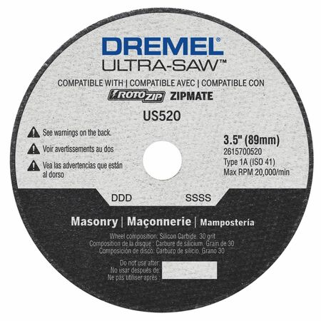 Dremel Ultra-Saw 3-1/2 in. D X 1/2 in. Silicon Carbide Masonry Cutting Wheel 1 pk