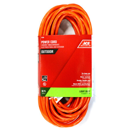 Ace Indoor or Outdoor 50 ft. L Orange Extension Cord 16/3 SJTW