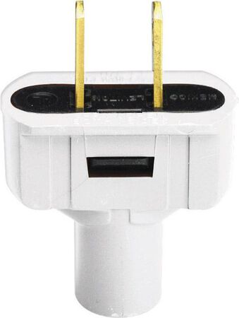 Leviton Residential Vinyl Non-Polarized Plug 1-15P 18-14 AWG 2 Pole 2 Wire White