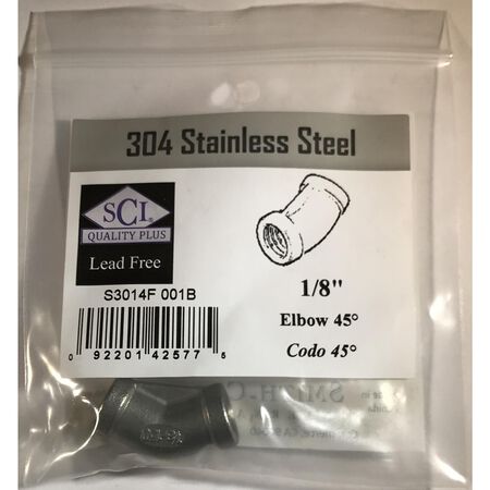 Smith-Cooper 1/8 in. FPT X 1/8 in. D FPT Stainless Steel 45 Degree Elbow