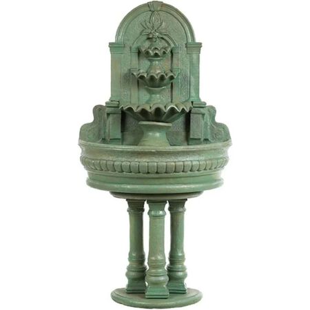 Solid Rock Stoneworks Concrete 3 Column Wall Fountain - 59in. Tall - Verde
