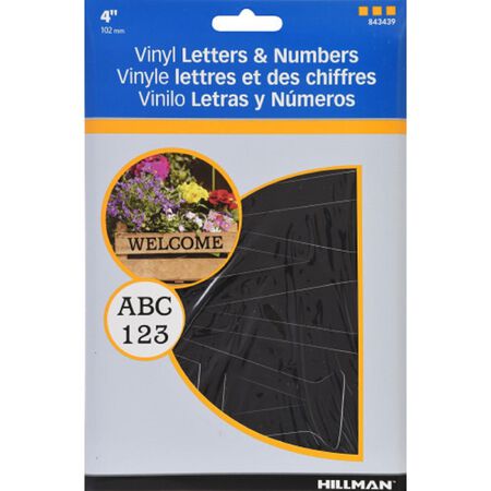 Hillman 4in. Black Vinyl Self-Adhesive Letter And Number Set 0-9, A-Z 88 Piece