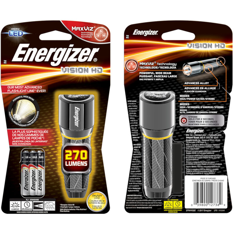 Energizer Vision HD 270 lm Gray LED Flashlight AAA Battery Stine Home  Yard The Family You Can Build Around™