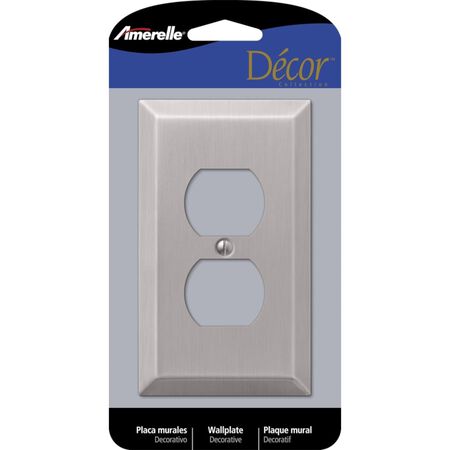 Amerelle Century Brushed Nickel 1 gang Stamped Steel Duplex Wall Plate 1 Pack