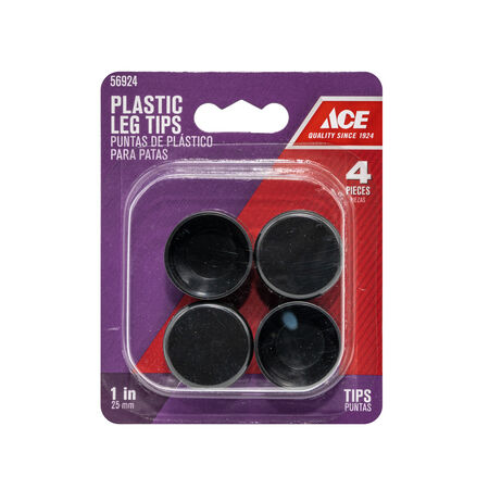 Ace Plastic Leg Tip Black Round 1 in. W 4 pk