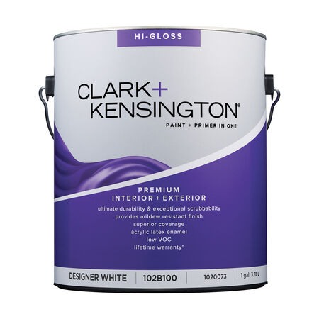 Clark+Kensington High-Gloss Designer White Premium Paint Exterior and Interior 1 gal