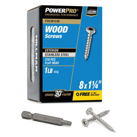 Power Pro Premium 305 Stainless Steel Wood Screws (#8 x 1-1/4 in.) - 216 pc