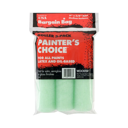 Wooster Painter's Choice Fabric 9 in. W X 3/8 in. Paint Roller Cover 3 pk