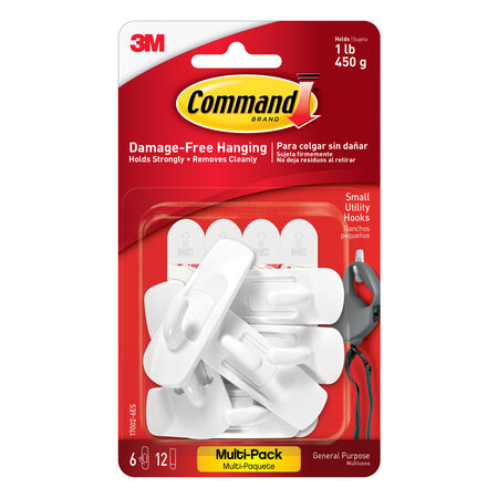 Command Small Plastic Hook 2-3/8 in. L 6 pk