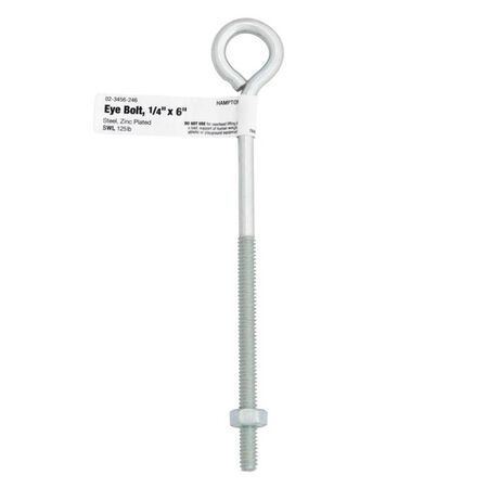 Hampton 1/4 in. X 6 in. L Zinc-Plated Steel Eyebolt Nut Included
