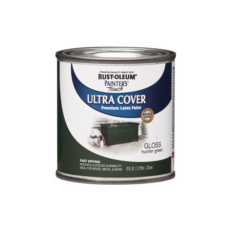 Rust-Oleum Painters Touch Ultra Cover Gloss Hunter Green Water-Based Paint Exterior & Interior 8 oz