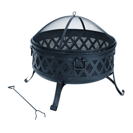 Living Accents 35.47 in. W Steel Lattice Round Coal Fire Pit