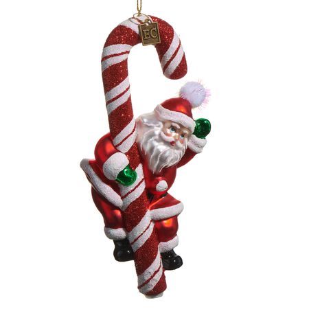 Raz Imports EC 6.75 in. Candy Cane Santa Ornament