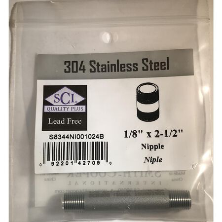 Smith-Cooper 1/8 in. MPT Stainless Steel 2-1/2 in. L Nipple