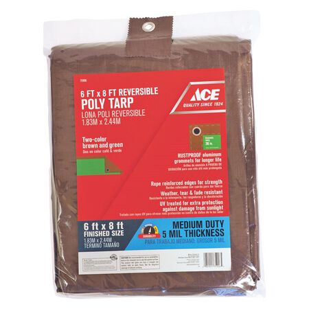 Ace 6 ft. W X 8 ft. L Medium Duty Polyethylene Tarp Brown/Green