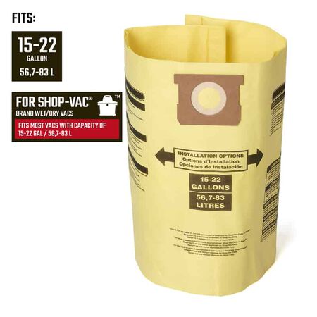 Craftsman 1 in. L x 7 in. W Wet/Dry Vac Filter Bag 16-22 gal. 2 pc.