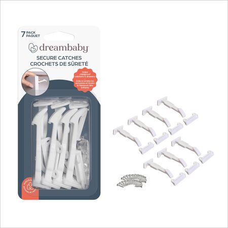 Dreambaby White Plastic Cabinet Catches 7 pk