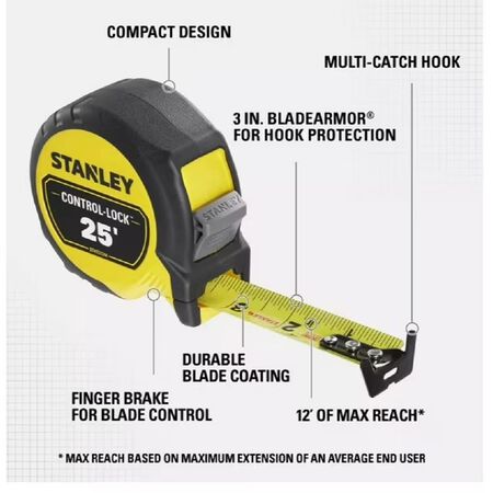 Stanley 25 ft. Control Lock Tape Measure (2-Pack)