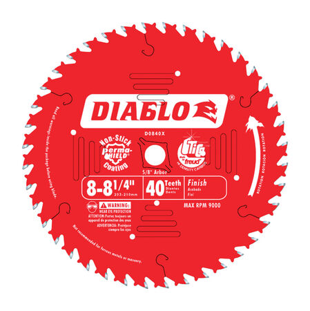 Diablo 8-1/4 in. D X 5/8 in. Carbide Finishing Saw Blade 40 teeth 1 pc