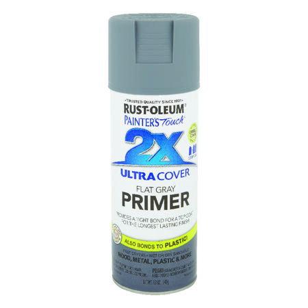 Rust-Oleum Painter's Touch 2X Ultra Cover Flat Gray Paint+Primer Spray Paint 12 oz