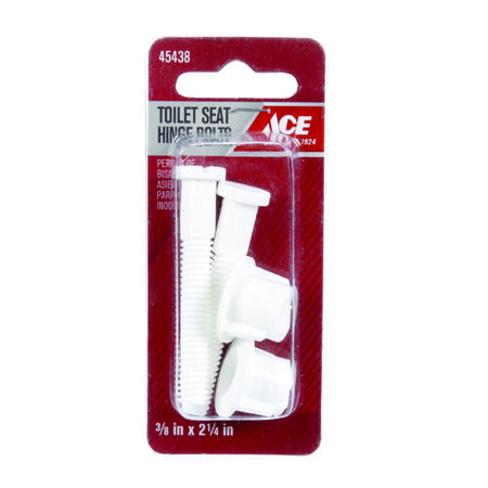 Ace Toilet Seat Hinge Bolts White Plastic For Universal