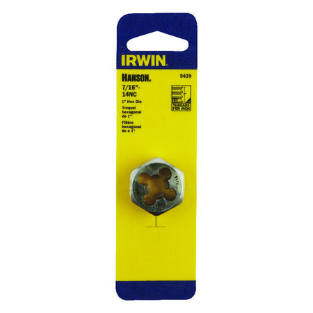 Irwin Hanson High Carbon Steel SAE Hexagon Die 7/16 in. 1 pc