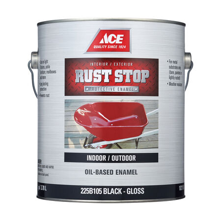 Ace Rust Stop Indoor / Outdoor Gloss Black Oil-Based Enamel Rust Preventative Paint 1 gal