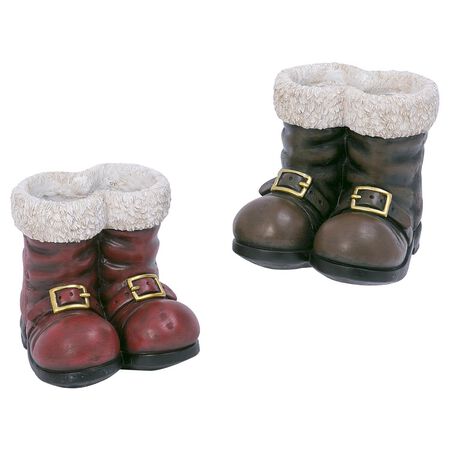 Gerson Multicolored Magnesium Santa Boots Table Decor 9 in.