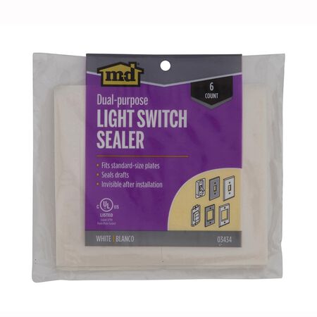 M-D White Foam Toggle Wall Plate Sealers 6 pk