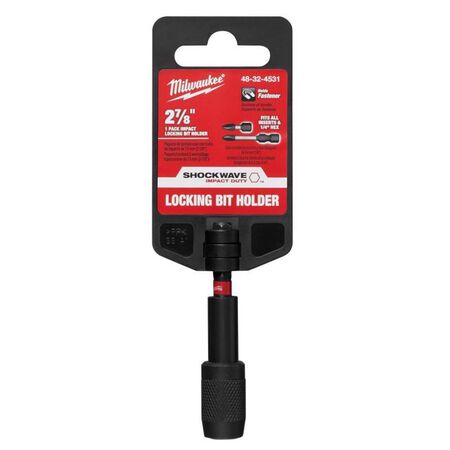 Milwaukee Shockwave 2.88 in. Alloy Steel Impact Magnetic Locking Bit Holder 1/4 in. Hex Shank 1 pc