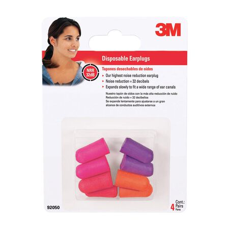 3M 32 dB Soft Foam Earplugs Assorted 4 pair