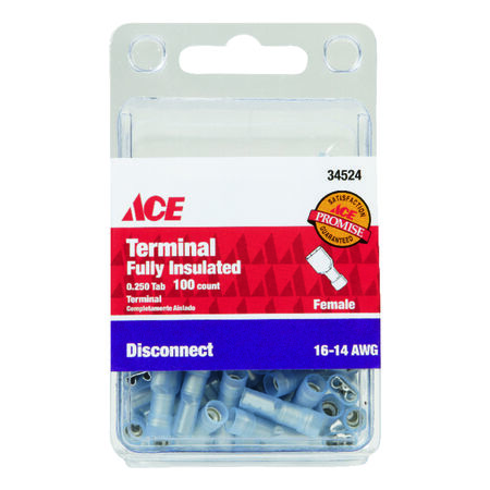 Ace Insulated Wire Female Disconnect Blue 100 pk