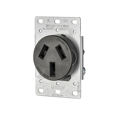 Leviton 50 amps 125/250 V Duplex Black Outlet 10-50R 1 pk