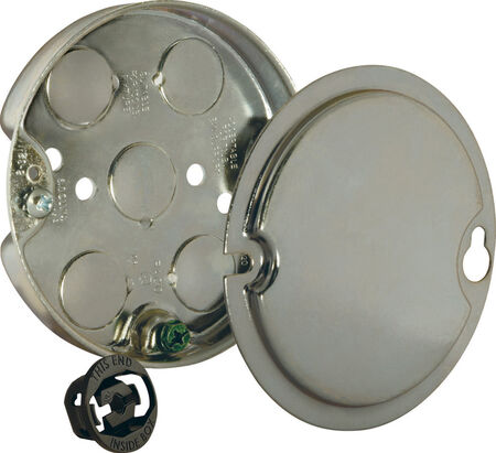 Raco 6 cu in Round Steel 1 gang Ceiling Fan Pan Gray