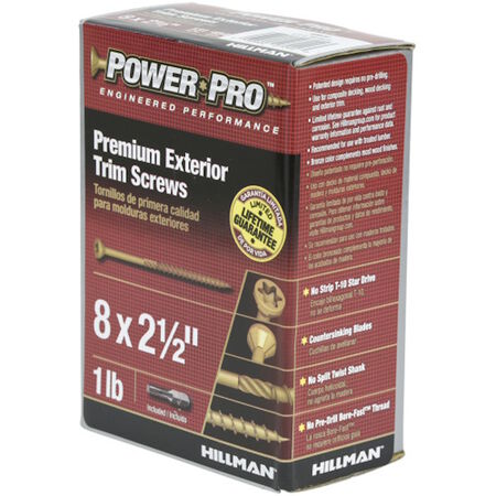 Screw Pwrp Ext Trm 8 x 2-1/2 - 1 lb.