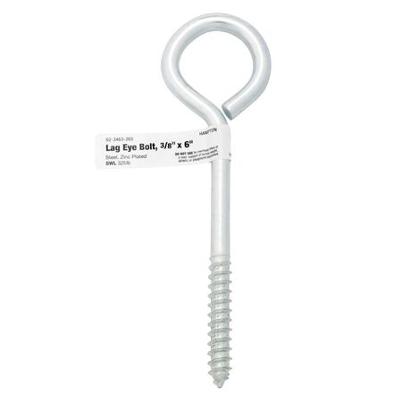 Hampton 3/8 in. X 6 in. L Zinc-Plated Steel Lag Thread Eyebolt