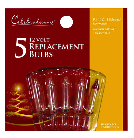 Celebrations Incandescent Mini Clear 5 ct Replacement Christmas Light Bulbs