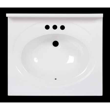 Arstar Standard Cultured Marble Bathroom Sink 25 in. W X 22 in. D White