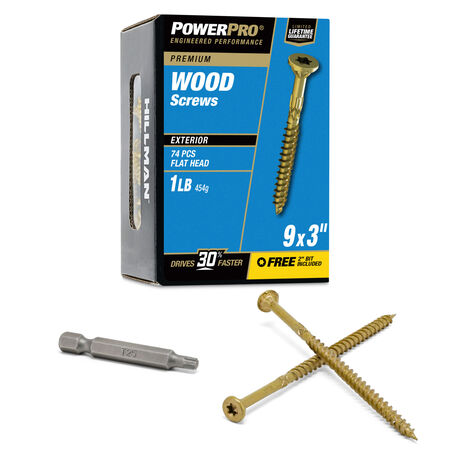 Power Pro Premium Exterior Wood Screws (#9 x 3 in.) - 74 pc