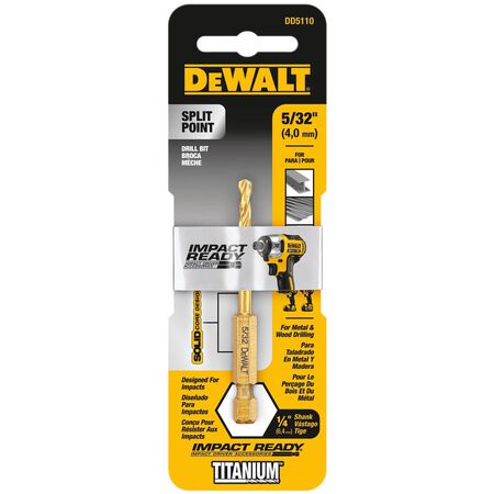 DeWalt Impact Ready 5/32 in. X 2-13/16 in. L High Speed Steel Drill Bit Quick-Change Hex Shank 1 pc