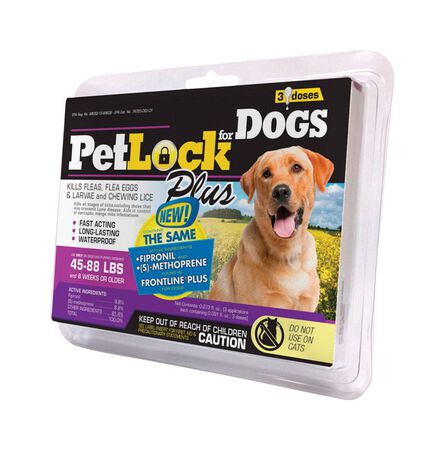 PetLock Plus 0.135 oz. Flea and Tick Drops For Dogs and Puppies Liquid For Dogs and Puppies 45 -