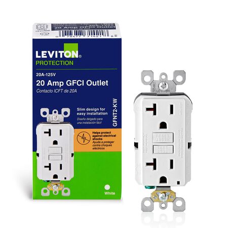 Leviton SmartlockPro 20 amps 125 V Duplex White GFCI Outlet 5-20R 1 pk