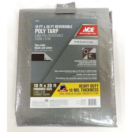 Ace 10 ft. W X 20 ft. L Heavy Duty Polyethylene Tarp Black/Silver