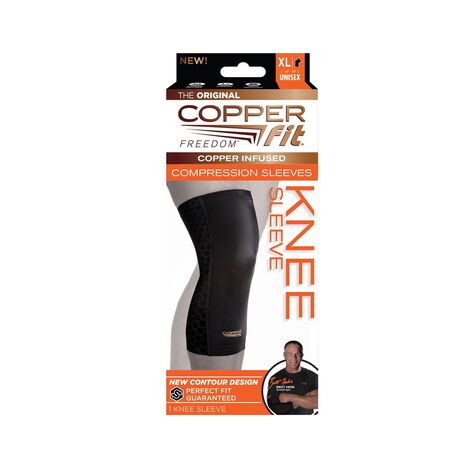 Copper Fit Freedom Black Compression Knee Sleeve 1 Pack