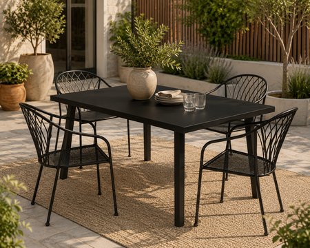 Living Accents 7PC Dining Set Black/Stackable Winston