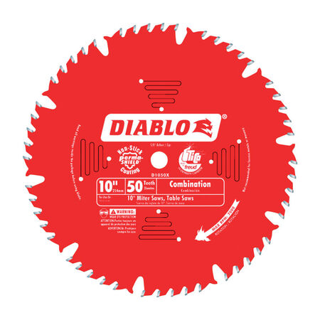 Freud Diablo 10 in. Dia. 50 teeth Carbide Tip Combination Saw Blade For Cutting Wood