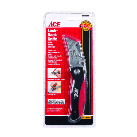 Ace Lock-back Utility Knife Black/Red