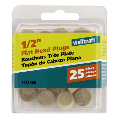 Wolfcraft Flat Birch Head Plug 1/2 in. D X 1/4 in. L 1 pk Natural