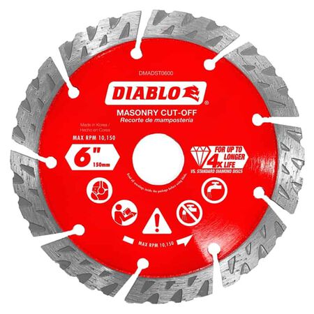 Diablo 6 in. Dia. x 7/8 in. Diamond Turbo Rim Masonry Cut-Off Disc