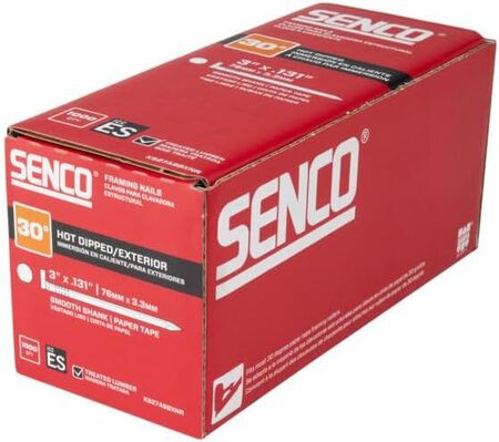 Senco Framing Nails | 30 Degree | 3 in. x .131 | Smooth Shank | Paper Tape Collated Nail | Hot Dipped Galvanized
